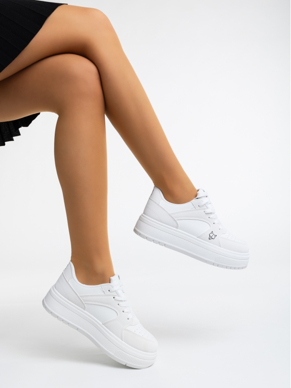 Γυναικεία αθλητικά παπούτσια λευκά  από οικολογικό δέρμα  Orianne - Kalapod.gr
