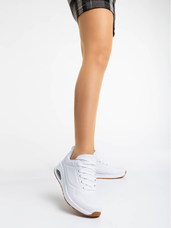 Γυναικεία αθλητικά παπούτσια λευκά από οικολογικό δέρμα Arline, 2 - Kalapod.gr
