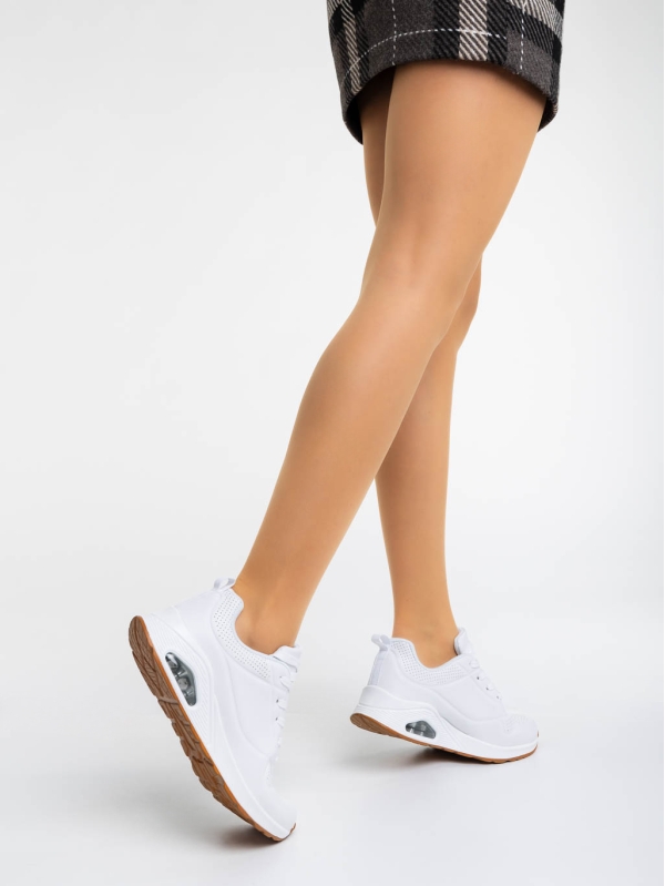 Γυναικεία αθλητικά παπούτσια λευκά από οικολογικό δέρμα Arline, 3 - Kalapod.gr