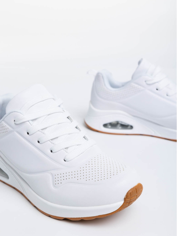 Γυναικεία αθλητικά παπούτσια λευκά από οικολογικό δέρμα Arline, 6 - Kalapod.gr