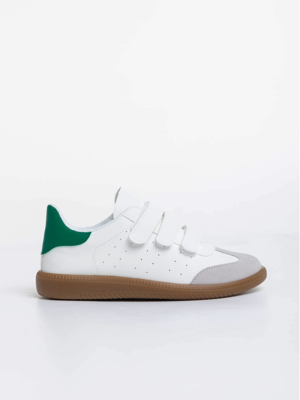 Γυναικεία αθλητικά παπούτσια λευκά με πράσινο από οικολογικό δέρμα Raynor, 5 - Kalapod.gr