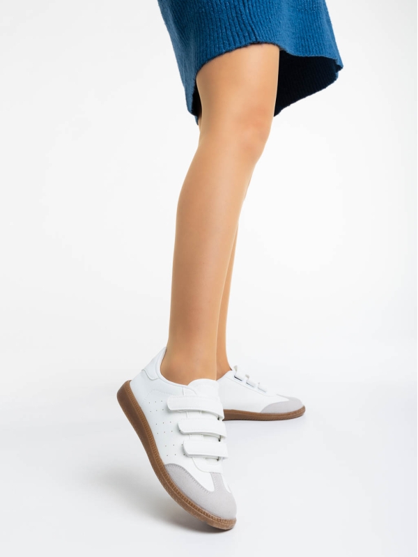 Γυναικεία αθλητικά παπούτσια λευκά από οικολογικό δέρμα Raynor, 2 - Kalapod.gr