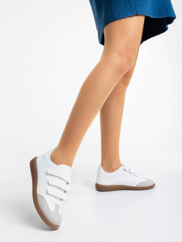 Γυναικεία αθλητικά παπούτσια λευκά από οικολογικό δέρμα Raynor, 3 - Kalapod.gr