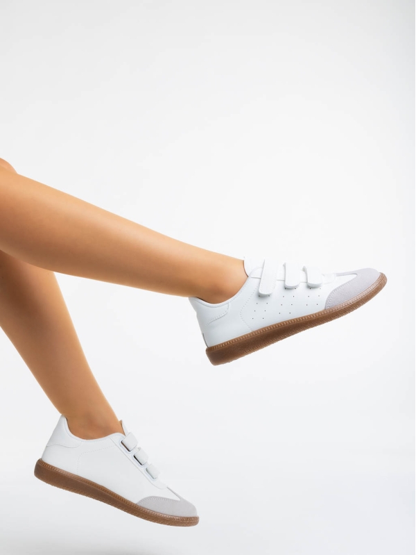 Γυναικεία αθλητικά παπούτσια λευκά από οικολογικό δέρμα Raynor - Kalapod.gr