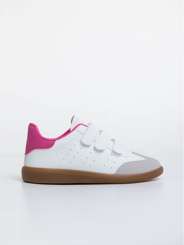 Γυναικεία αθλητικά παπούτσια λευκά με ροζ από οικολογικό δέρμα Raynor, 5 - Kalapod.gr