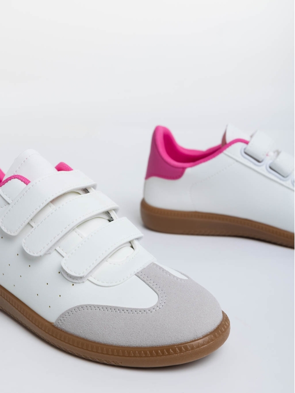 Γυναικεία αθλητικά παπούτσια λευκά με ροζ από οικολογικό δέρμα Raynor, 6 - Kalapod.gr
