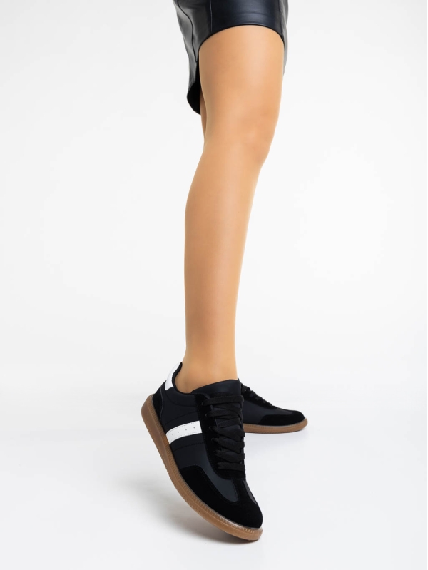 Γυναικεία αθλητικά παπούτσια μαύρα από οικολογικό δέρμα Liliha, 2 - Kalapod.gr