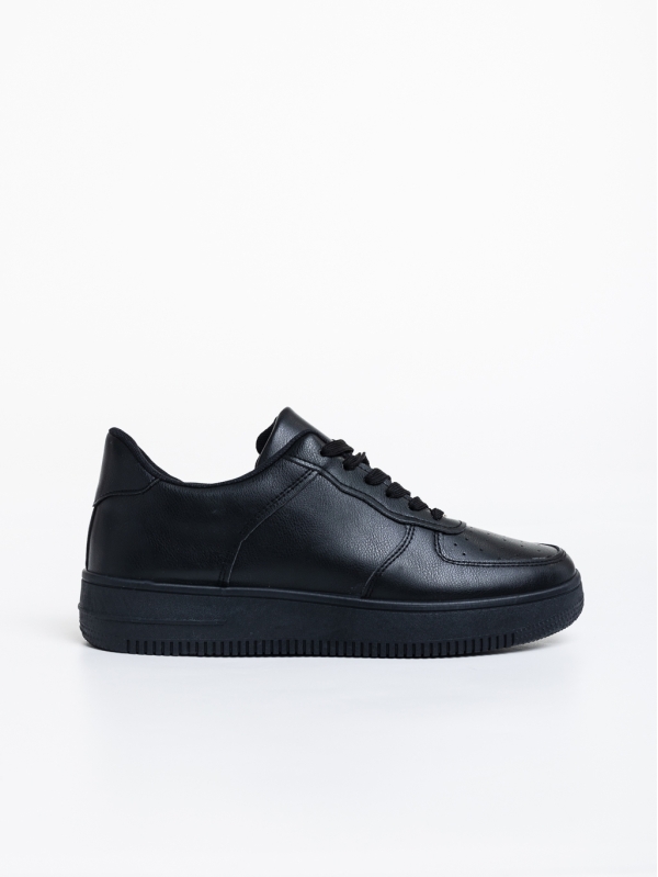 Ανδρικά αθλητικά παπούτσια μαύρα από οικολογικό δέρμα Caiden, 3 - Kalapod.gr