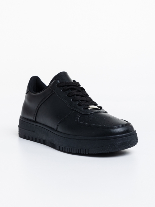 Ανδρικά αθλητικά παπούτσια μαύρα από οικολογικό δέρμα Caiden, 2 - Kalapod.gr