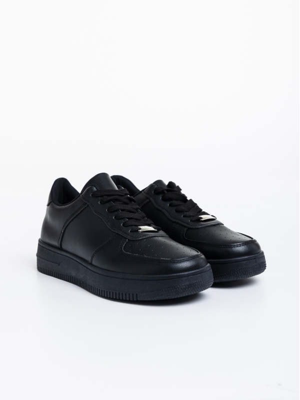 Ανδρικά αθλητικά παπούτσια μαύρα από οικολογικό δέρμα Caiden - Kalapod.gr