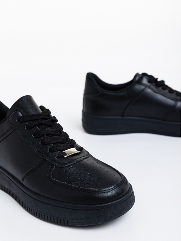 Ανδρικά αθλητικά παπούτσια μαύρα από οικολογικό δέρμα Caiden, 4 - Kalapod.gr