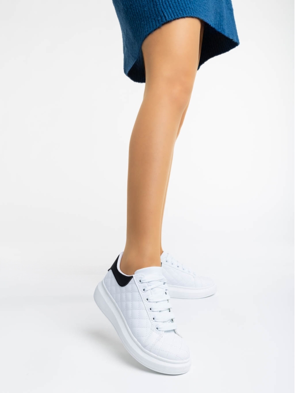 Γυναικεία αθλητικά παπούτσια λευκά με μαύρο Annora, 2 - Kalapod.gr