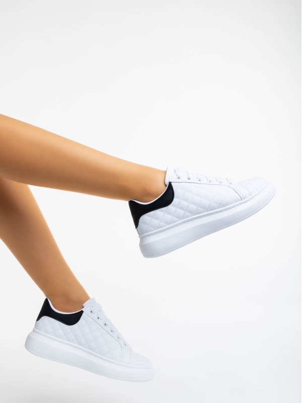 Γυναικεία αθλητικά παπούτσια λευκά με μαύρο Annora, 3 - Kalapod.gr