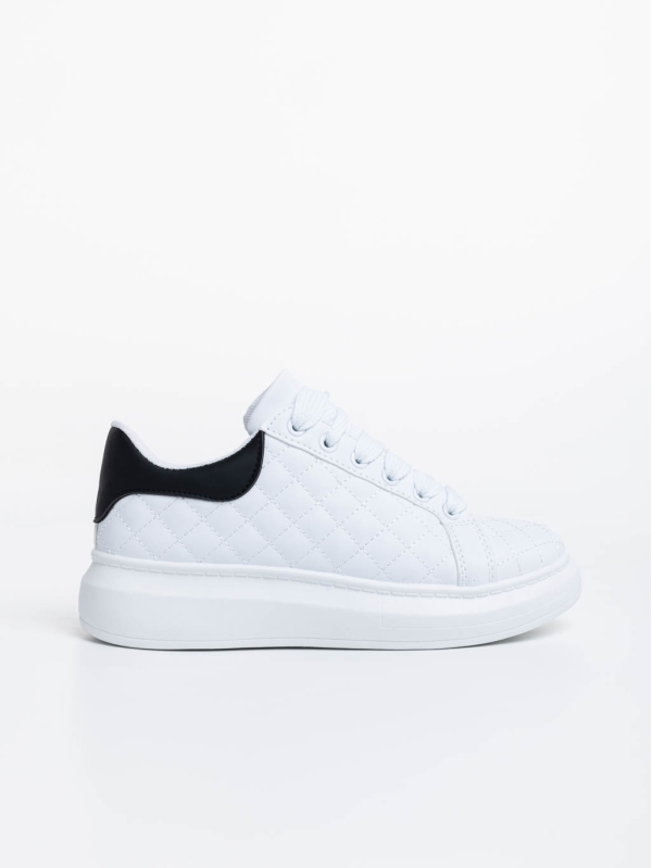 Γυναικεία αθλητικά παπούτσια λευκά με μαύρο Annora, 5 - Kalapod.gr