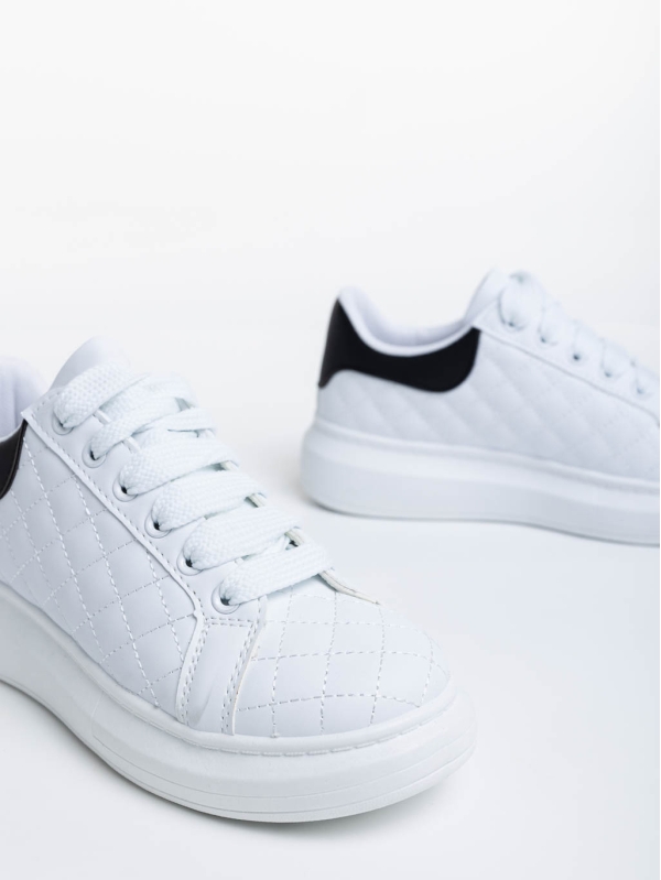 Γυναικεία αθλητικά παπούτσια λευκά με μαύρο Annora, 6 - Kalapod.gr