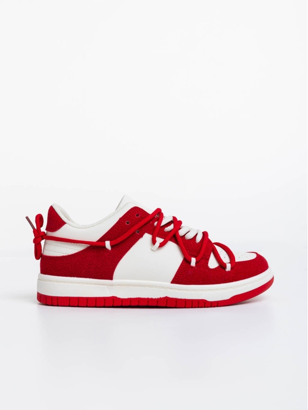 Γυναικεία αθλητικά παπούτσια λευκά με κόκκινο από οικολογικό δέρμα Kamella, 6 - Kalapod.gr