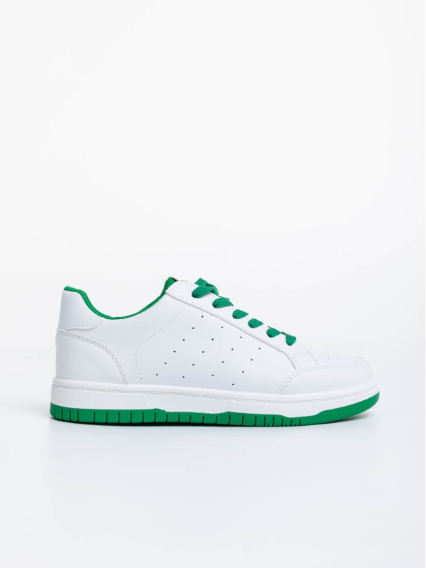 Γυναικεία αθλητικά παπούτσια λευκά με πράσινο από οικολογικό δέρμα Kiersten, 5 - Kalapod.gr