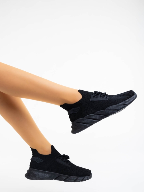 Γυναικεία αθλητικά παπούτσια μαύρα από ύφασμα Lujuana, 4 - Kalapod.gr