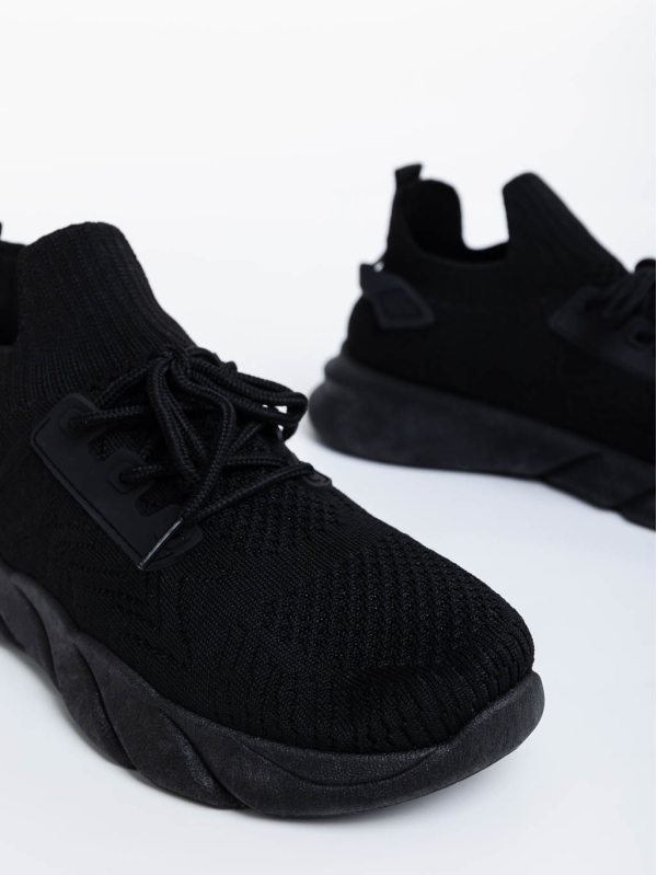 Γυναικεία αθλητικά παπούτσια μαύρα από ύφασμα Lujuana, 6 - Kalapod.gr