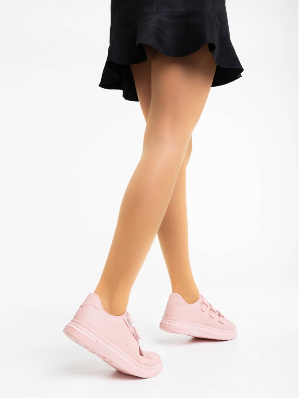 Γυναικεία αθλητικά παπούτσια ροζ από οικολογικό δέρμα Deziree, 3 - Kalapod.gr