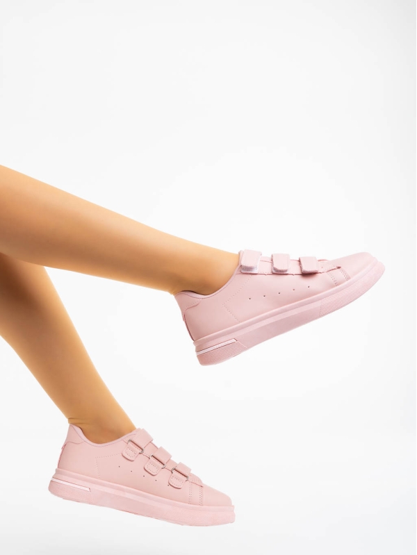 Γυναικεία αθλητικά παπούτσια ροζ από οικολογικό δέρμα Deziree - Kalapod.gr