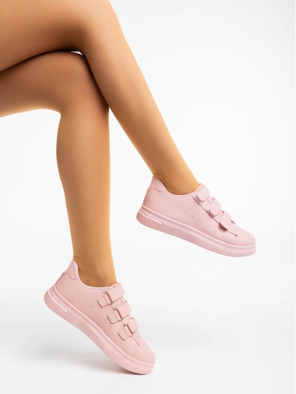 Γυναικεία αθλητικά παπούτσια ροζ από οικολογικό δέρμα Deziree, 4 - Kalapod.gr