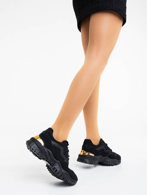 Γυναικεία αθλητικά παπούτσια μαύρα από ύφασμα Nimue, 3 - Kalapod.gr