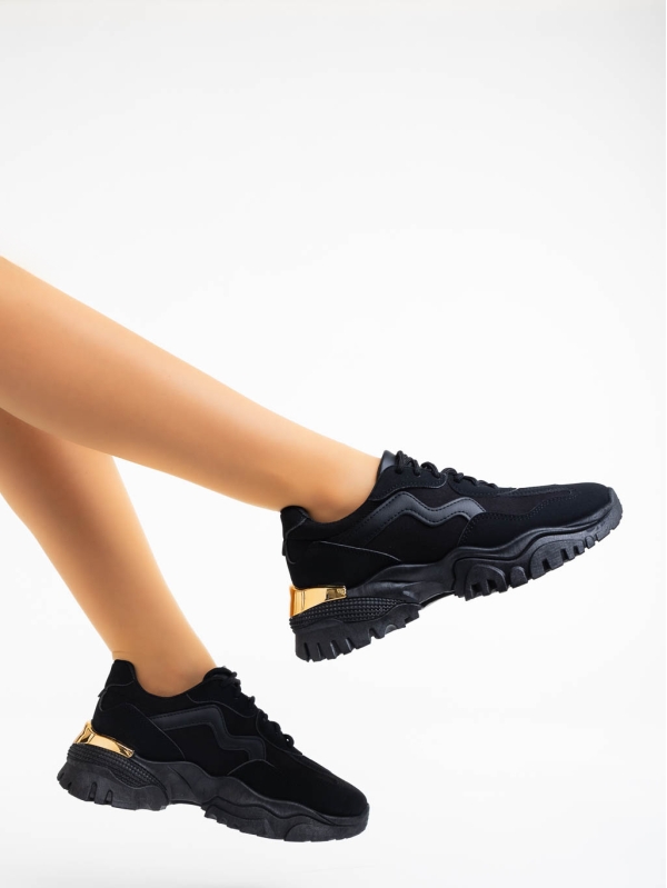 Γυναικεία αθλητικά παπούτσια μαύρα από ύφασμα Nimue, 4 - Kalapod.gr