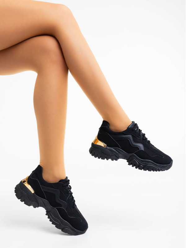 Γυναικεία αθλητικά παπούτσια μαύρα από ύφασμα Nimue - Kalapod.gr