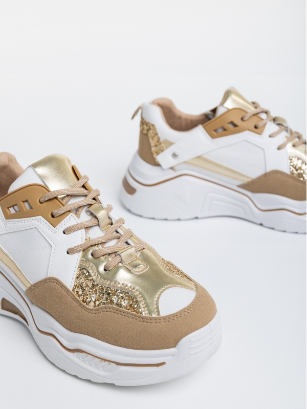 Γυναικεία αθλητικά παπούτσια χρυσαφί από οικολογικό δέρμα  Kamea, 6 - Kalapod.gr