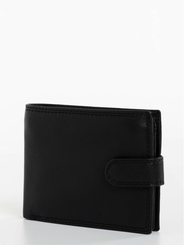 Ανδρικό πορτοφόλι μαύρη από φυσικό δέρμα Nando, 2 - Kalapod.gr