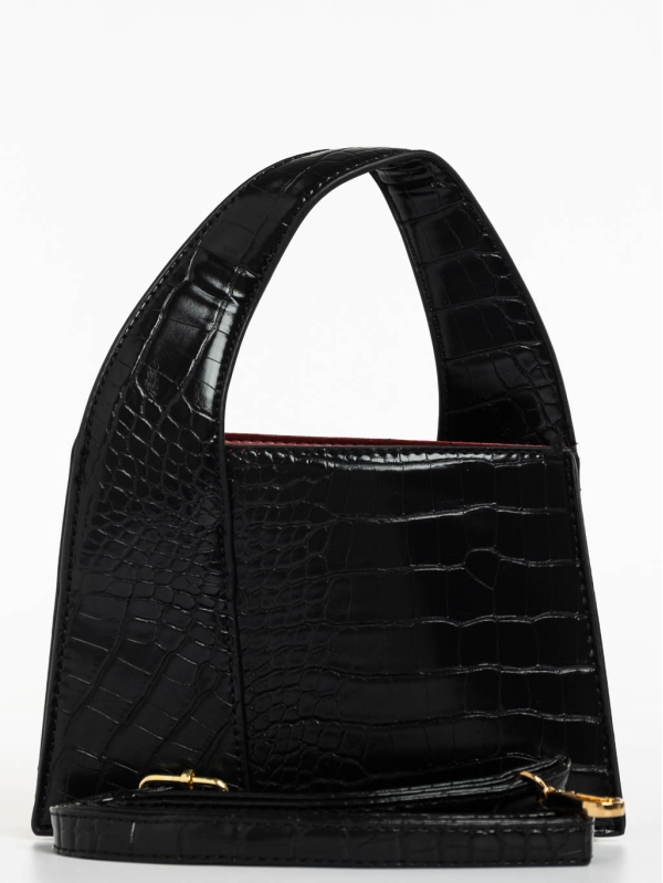 Γυναικεία τσάντα μαύρη από οικολογικό δέρμα Blima, 6 - Kalapod.gr