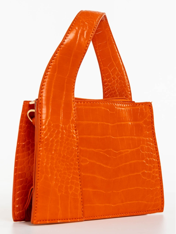 Γυναικεία τσάντα πορτοκαλί από οικολογικό δέρμα Blima, 3 - Kalapod.gr