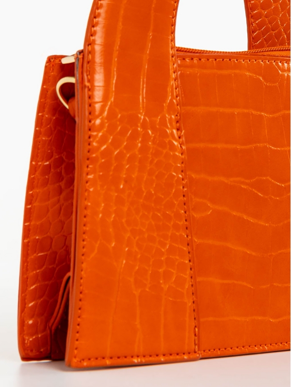 Γυναικεία τσάντα πορτοκαλί από οικολογικό δέρμα Blima, 4 - Kalapod.gr