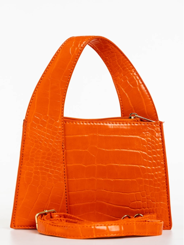 Γυναικεία τσάντα πορτοκαλί από οικολογικό δέρμα Blima, 6 - Kalapod.gr