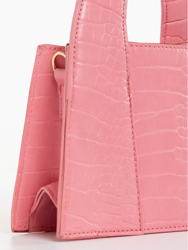 Γυναικεία τσάντα ροζ από οικολογικό δέρμα Blima, 4 - Kalapod.gr