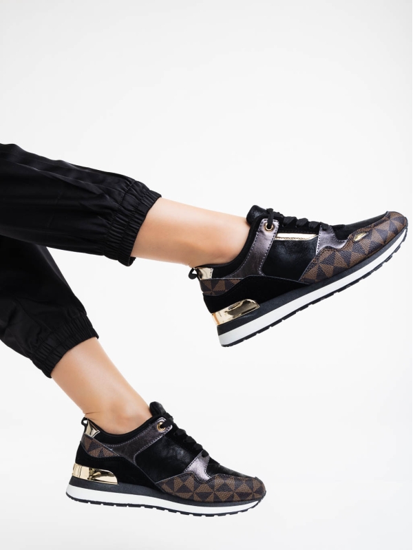 Γυναικεία αθλητικά παπούτσια μαύρα από οικολογικό δέρμα Josalind - Kalapod.gr