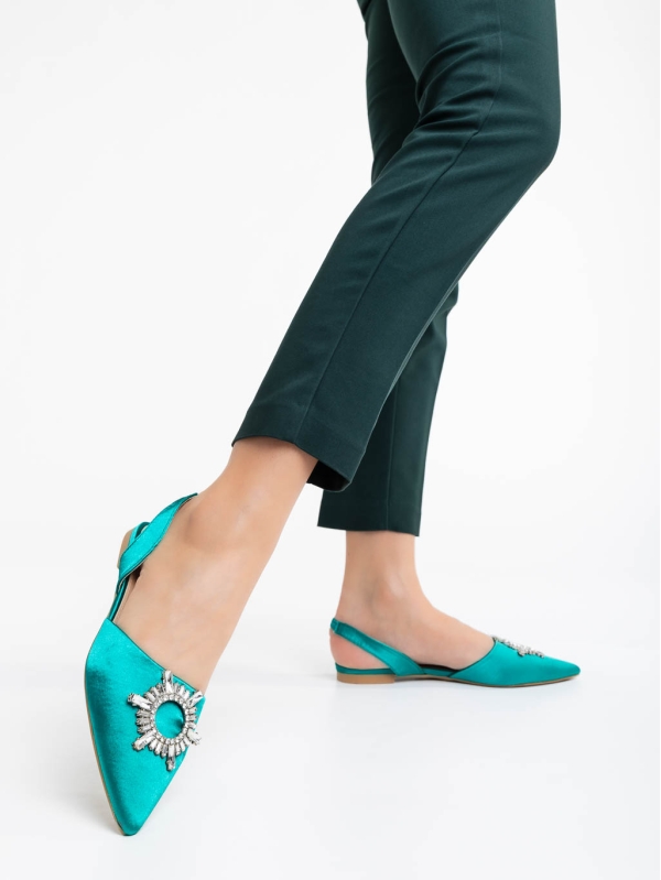 Γυναικεία παπούτσια πράσινα από ύφασμα Jenita, 3 - Kalapod.gr