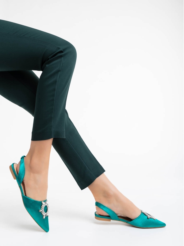 Γυναικεία παπούτσια πράσινα από ύφασμα Jenita, 6 - Kalapod.gr