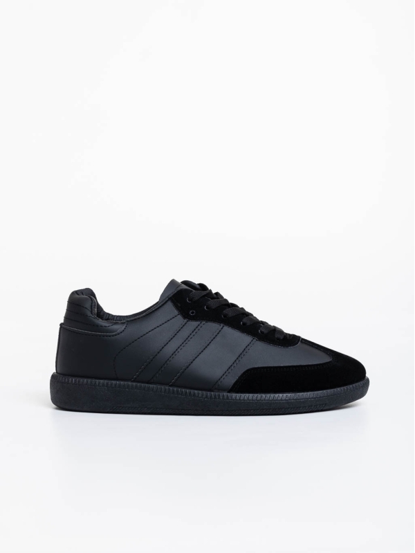 Ανδρικά αθλητικά παπούτσια μαύρα από οικολογικό δέρμα Silvius, 3 - Kalapod.gr