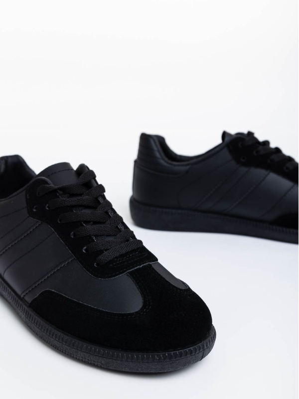 Ανδρικά αθλητικά παπούτσια μαύρα από οικολογικό δέρμα Silvius, 4 - Kalapod.gr