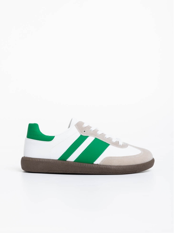 Ανδρικά αθλητικά παπούτσια λευκά με πράσινο από οικολογικό δέρμα Silvius, 3 - Kalapod.gr