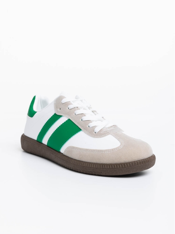 Ανδρικά αθλητικά παπούτσια λευκά με πράσινο από οικολογικό δέρμα Silvius, 2 - Kalapod.gr