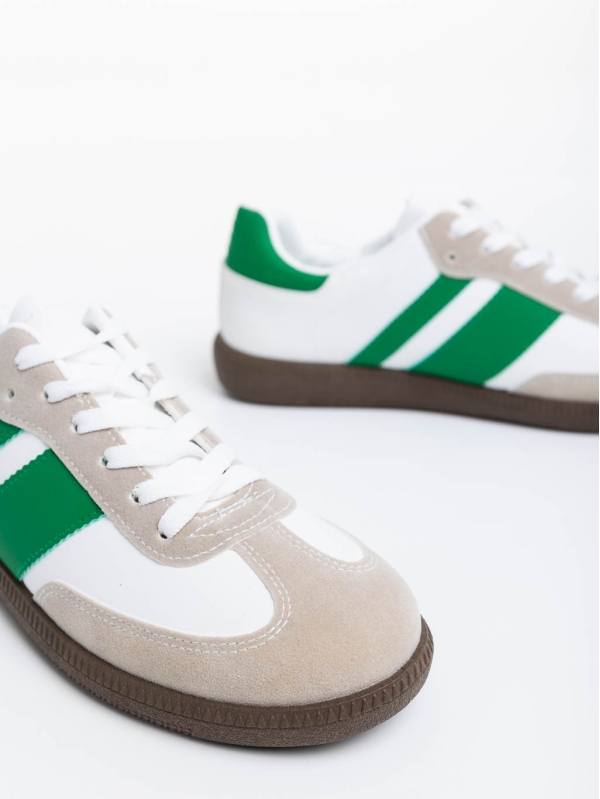 Ανδρικά αθλητικά παπούτσια λευκά με πράσινο από οικολογικό δέρμα Silvius, 4 - Kalapod.gr