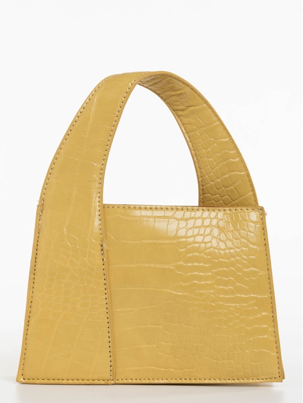 Γυναικεία τσάντα κίτρινη από οικολογικό δέρμα Blima, 2 - Kalapod.gr