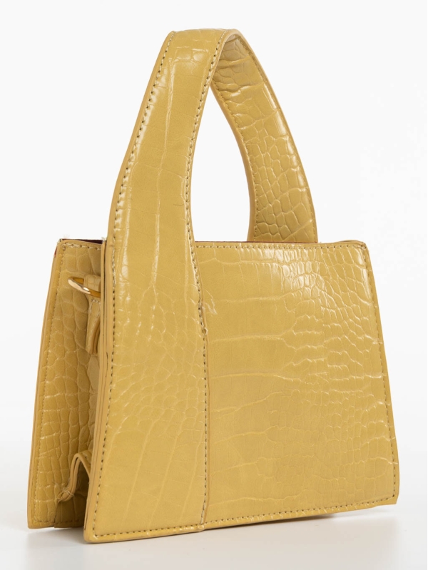 Γυναικεία τσάντα κίτρινη από οικολογικό δέρμα Blima, 3 - Kalapod.gr