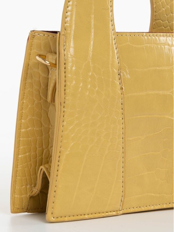 Γυναικεία τσάντα κίτρινη από οικολογικό δέρμα Blima, 4 - Kalapod.gr