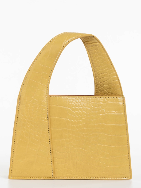 Γυναικεία τσάντα κίτρινη από οικολογικό δέρμα Blima, 5 - Kalapod.gr