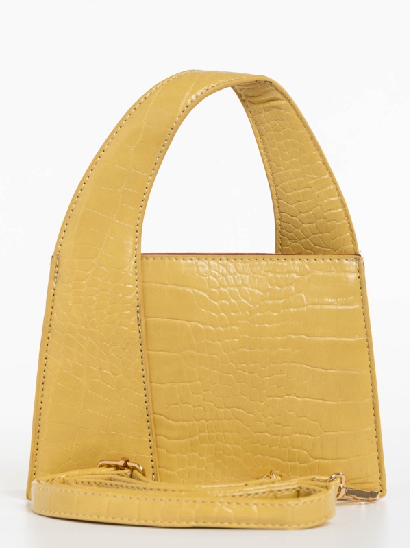 Γυναικεία τσάντα κίτρινη από οικολογικό δέρμα Blima, 6 - Kalapod.gr