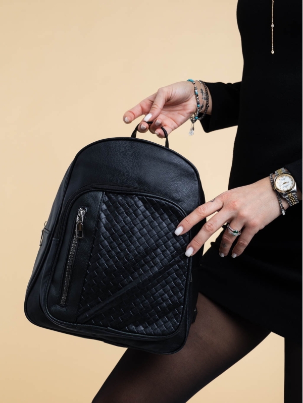 Γυναικεία τσάντα πλάτης μαύρη από οικολογικό δέρμα Marinda - Kalapod.gr
